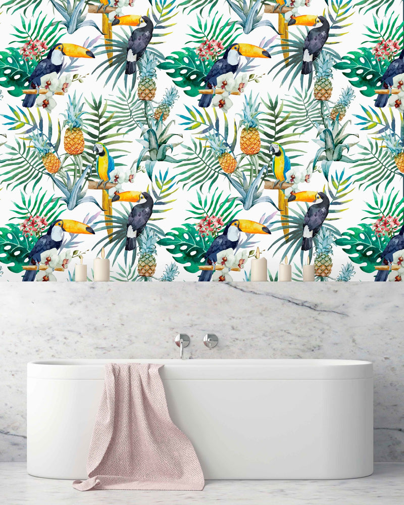 Creative Lab Amsterdam badkamer behang Tucan CLA bathroom Wallpaper