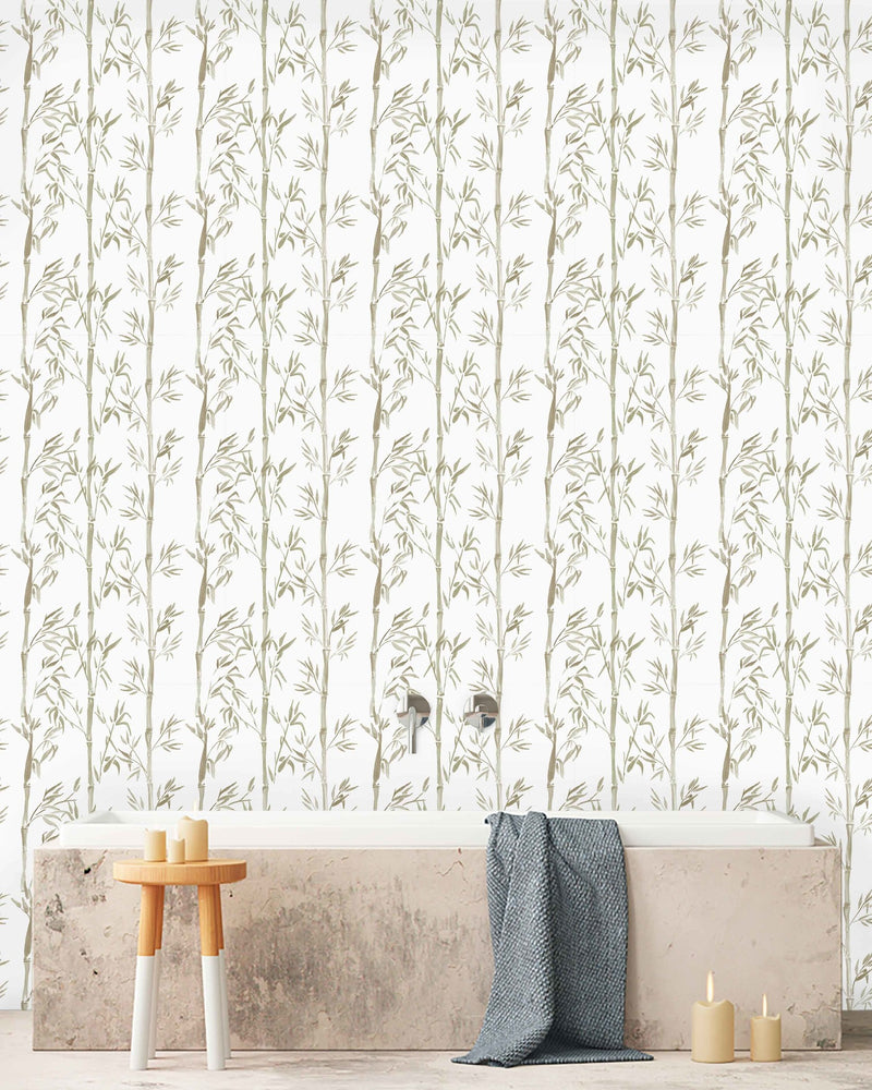 Creative Lab Amsterdam badkamer behang Bamboo Grey bathroom wallpaper