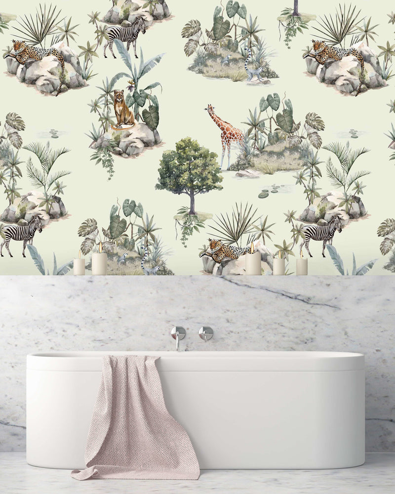 Creative Lab Amsterdam badkamer behang Safari Rocks bathroom Wallpaper
