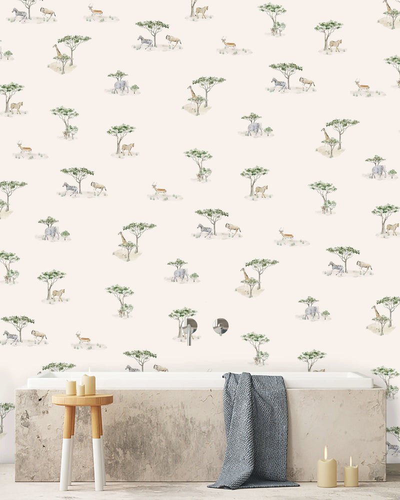 Creative Lab Amsterdam badkamer behang Savanna bathroom wallpaper