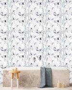 Creative Lab Amsterdam badkamer behang Crane White bathroom wallpaper 