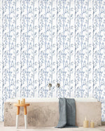 Creative Lab Amsterdam badkamer behang Bamboo bathroom Wallpaper White Blue