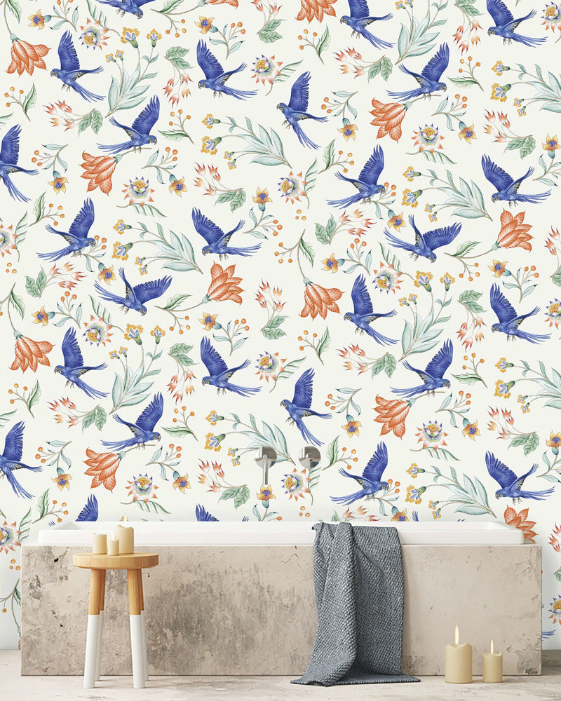 Creative Lab Amsterdam badkamer behang Paisley Parrot bathroom Wallpaper