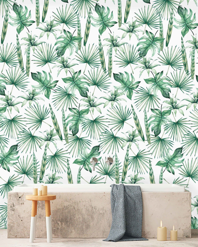 Creative Lab Amsterdam badkamer behang Jungle Leaves bathroom wallpaper