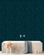 Creative Lab Amsterdam badkamer behang Bamboo Blue bathroom wallpaper