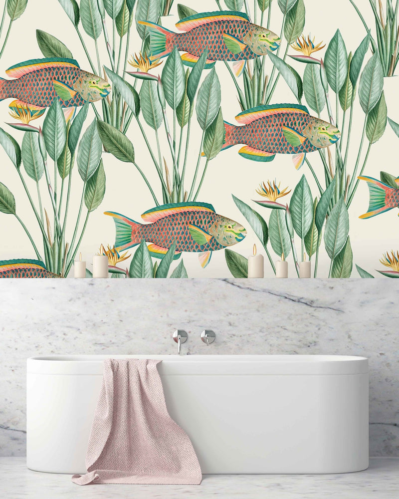 Creative Lab Amsterdam badkamer behang Parrot Fish bathroom Wallpaper