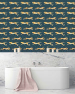 Creative Lab Amsterdam badkamer behang Leopard bathroom Wallpaper Blue