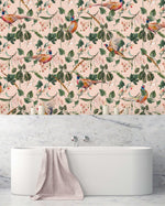 Creative Lab Amsterdam badkamer behang Floral Pheasant bathroom Wallpaper