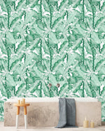 Creative Lab Amsterdam badkamer behang Banana Leaves Watercolor Green bathroom wallpaper 