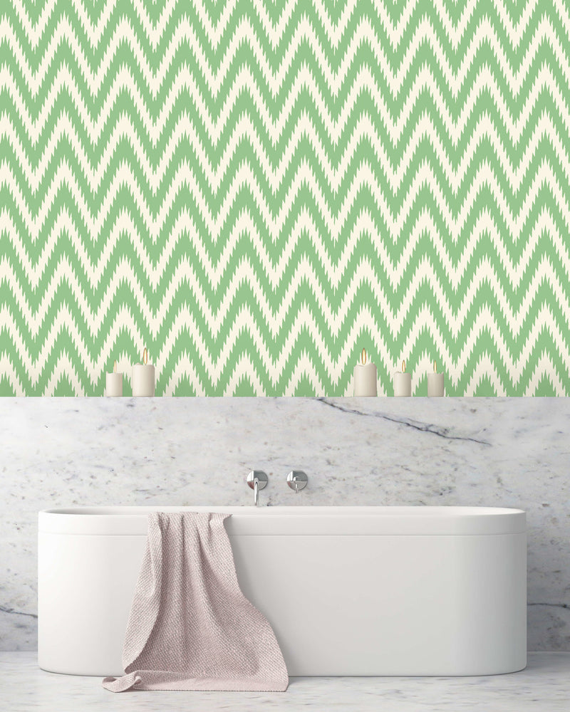 Creative Lab Amsterdam badkamer behang Ikat Green bathroom Wallpaper