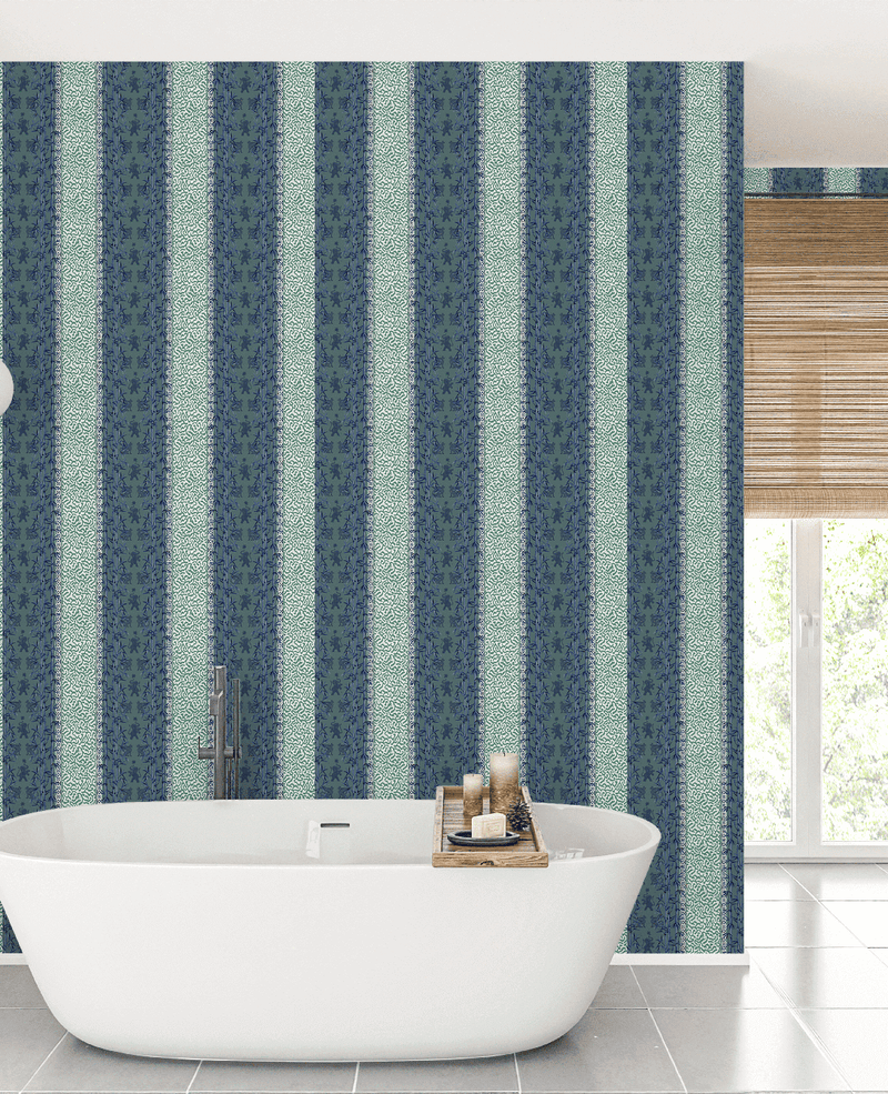 Creative Lab Amsterdam badkamer behang Eclectic Bamboo Ribbon Ocean Grey bathroom Wallpaper