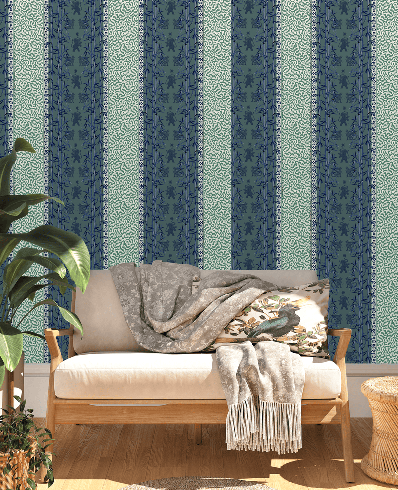 Creative Lab Amsterdam behang Eclectic Bamboo Ribbon Ocean Grey wallpaper