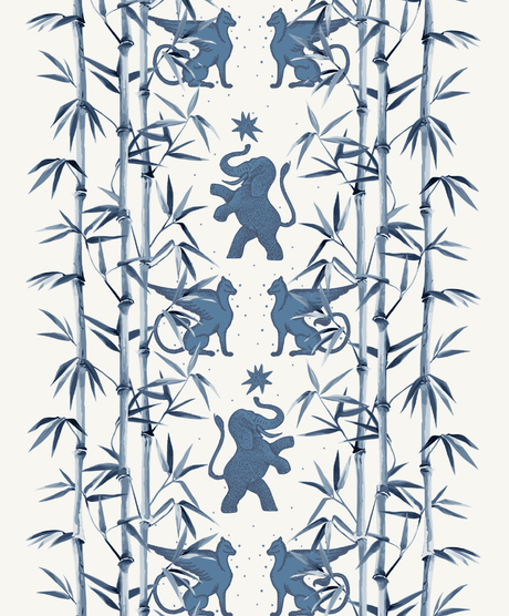 Creative Lab Amsterdam behang Eclectic Bamboo Blue wallpaper detail