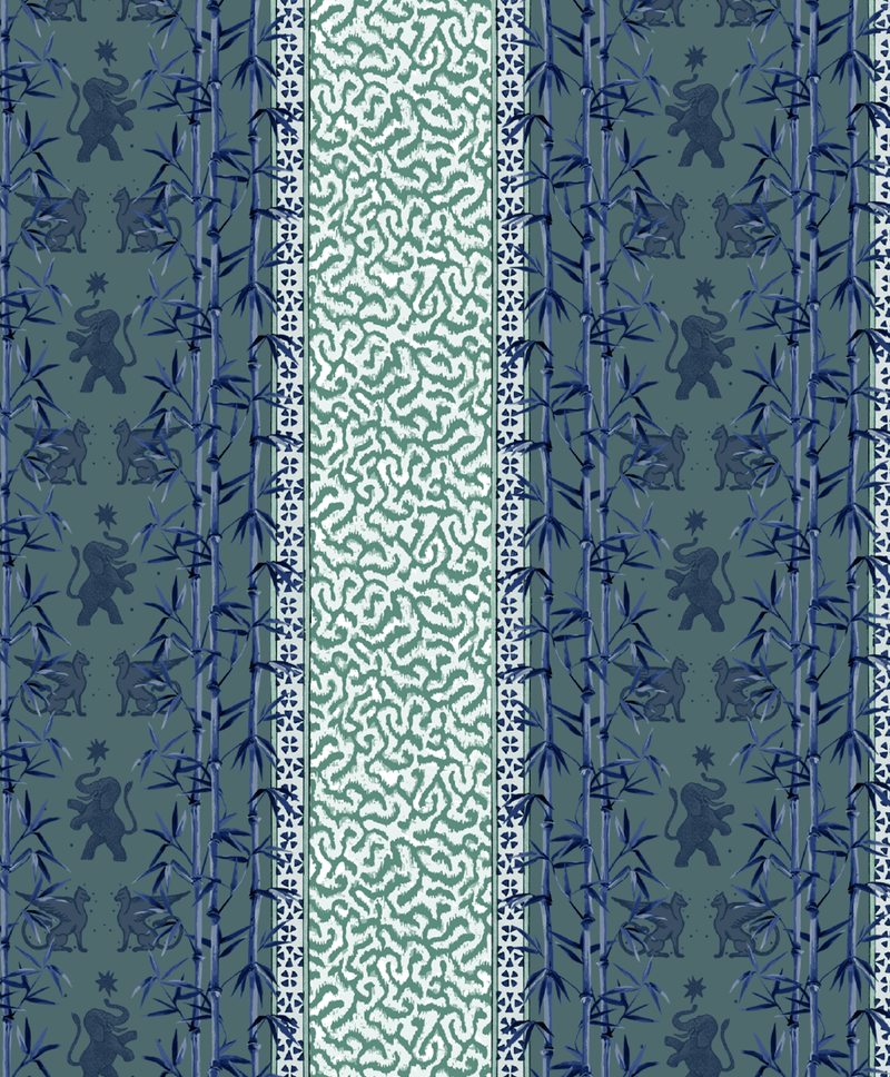 Creative Lab Amsterdam behang Eclectic Bamboo Ribbon Ocean Grey Wallpaper detail