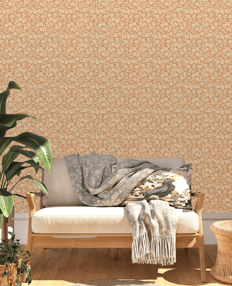 Creative Lab Amsterdam behang Flower Shower Dusty Orange Wallpaper