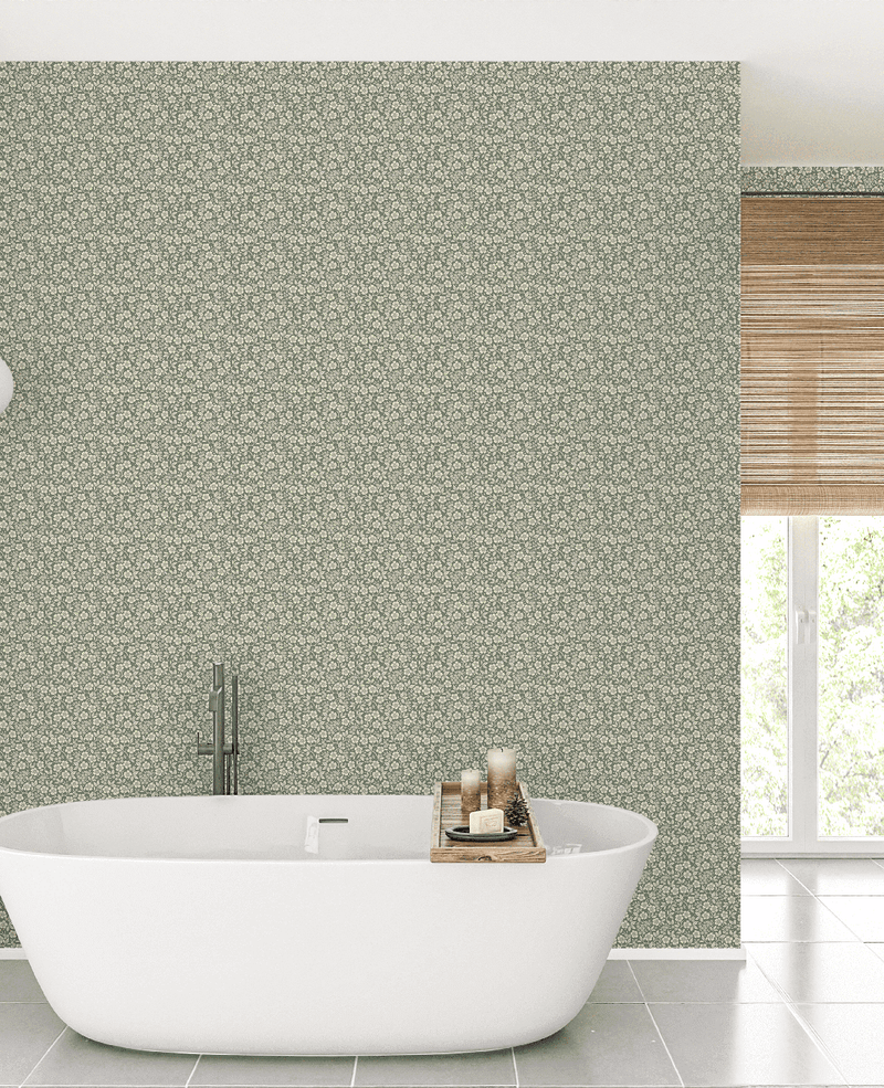 Creative Lab Amsterdam badkamer behang Flower Shower Green bathroom wallpaper