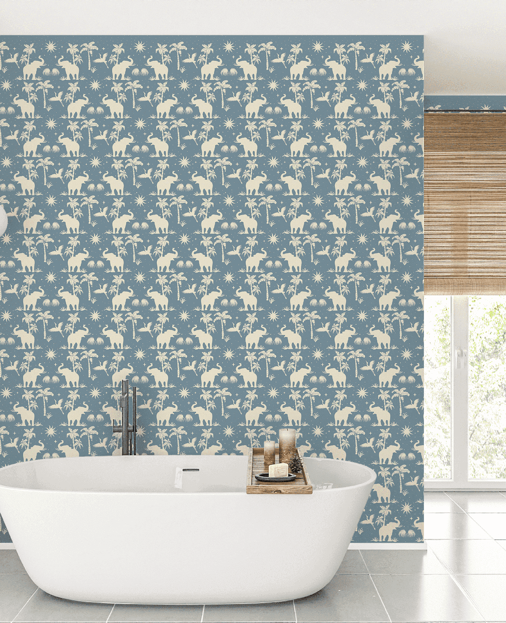 Creative Lab Amsterdam badkamer behang Generous Jungle Blue bathroom wallpaper