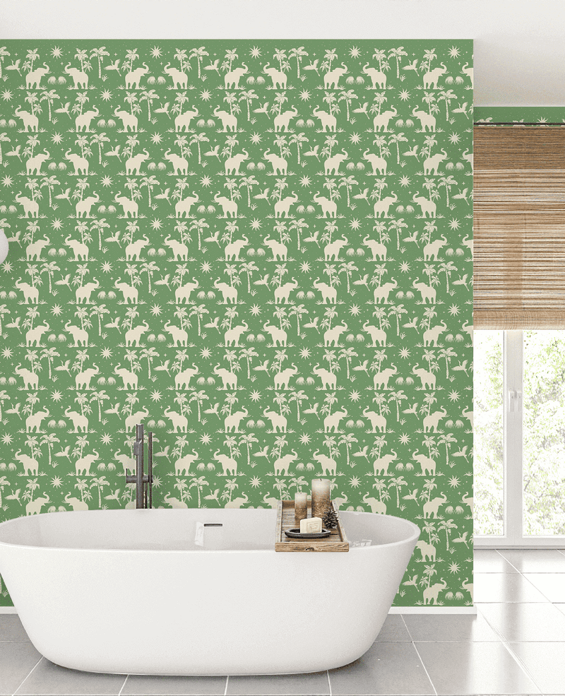 Creative Lab Amsterdam badkamer behang Generous Jungle Green bathroom wallpaper