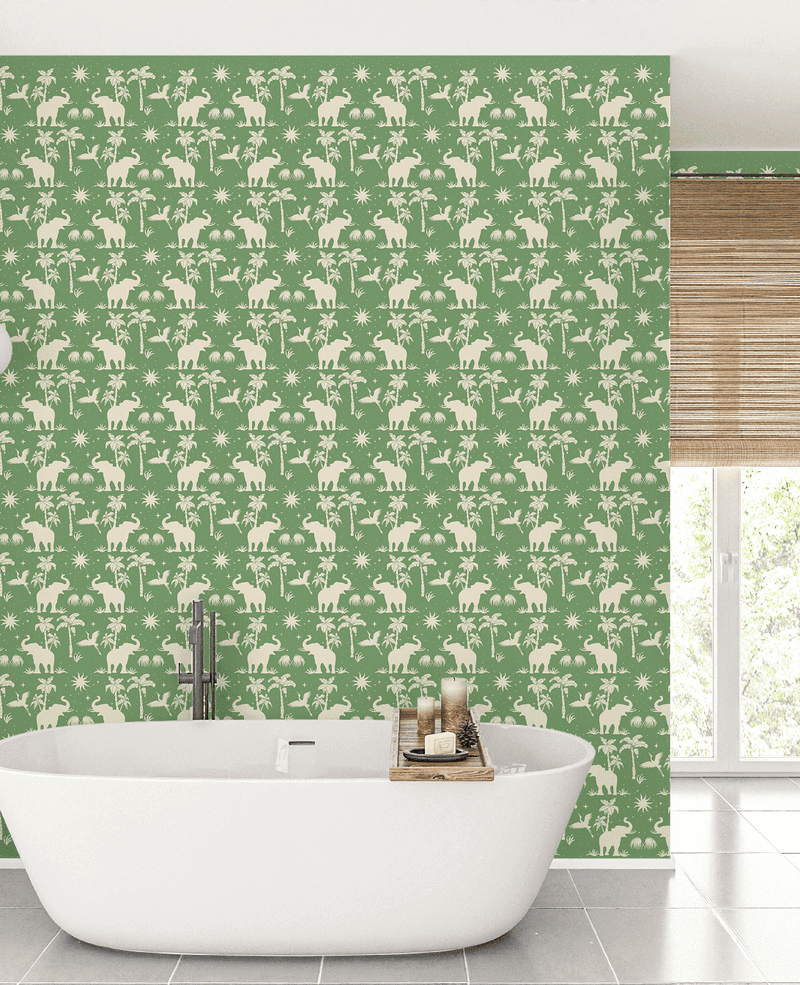 Creative Lab Amsterdam behang Generous Jungle Green bathroom wallpaper 
