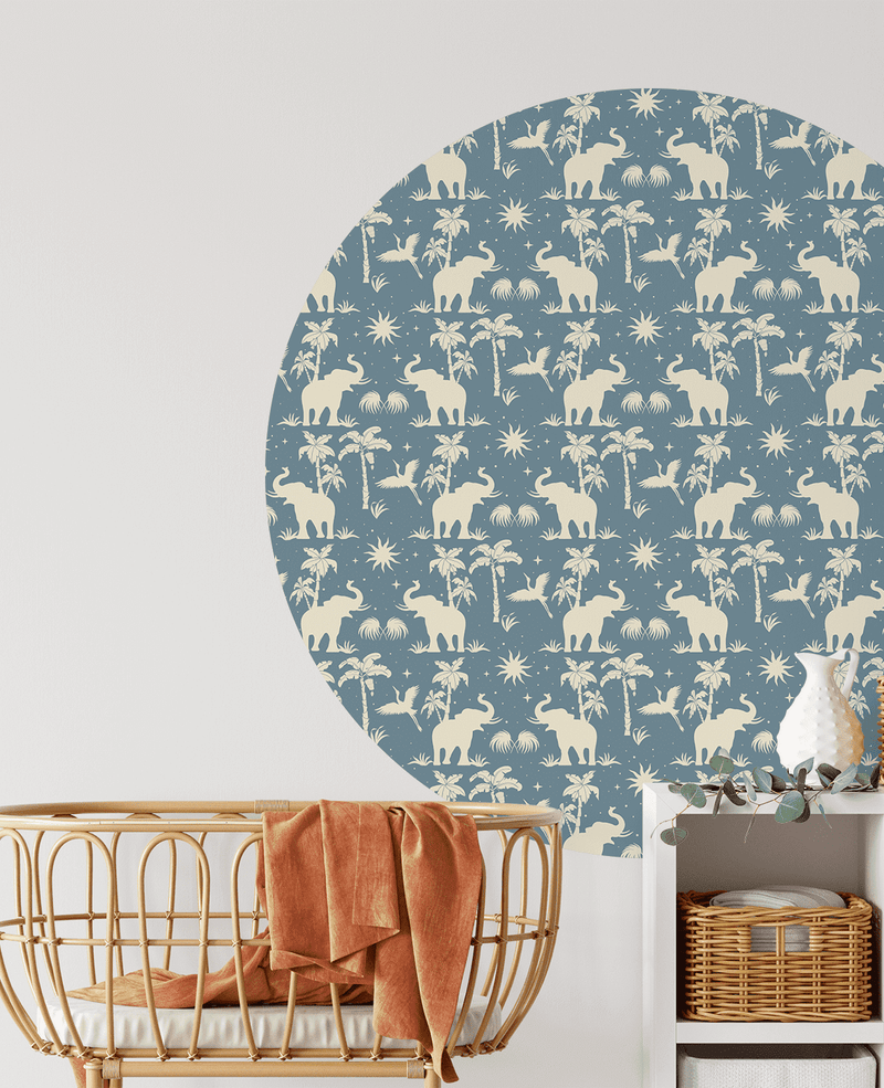 Creative Lab Amsterdam behang cirkel Generous Jungle Blue wallpaper circle