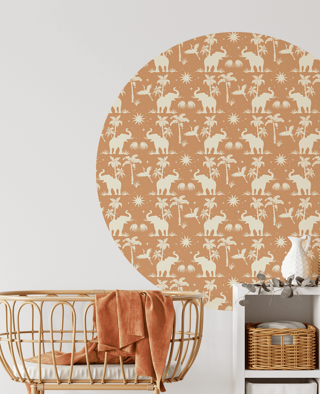 Creative Lab Amsterdam behang cirkel Generous Jungle Dusty Orange wallpaper circle