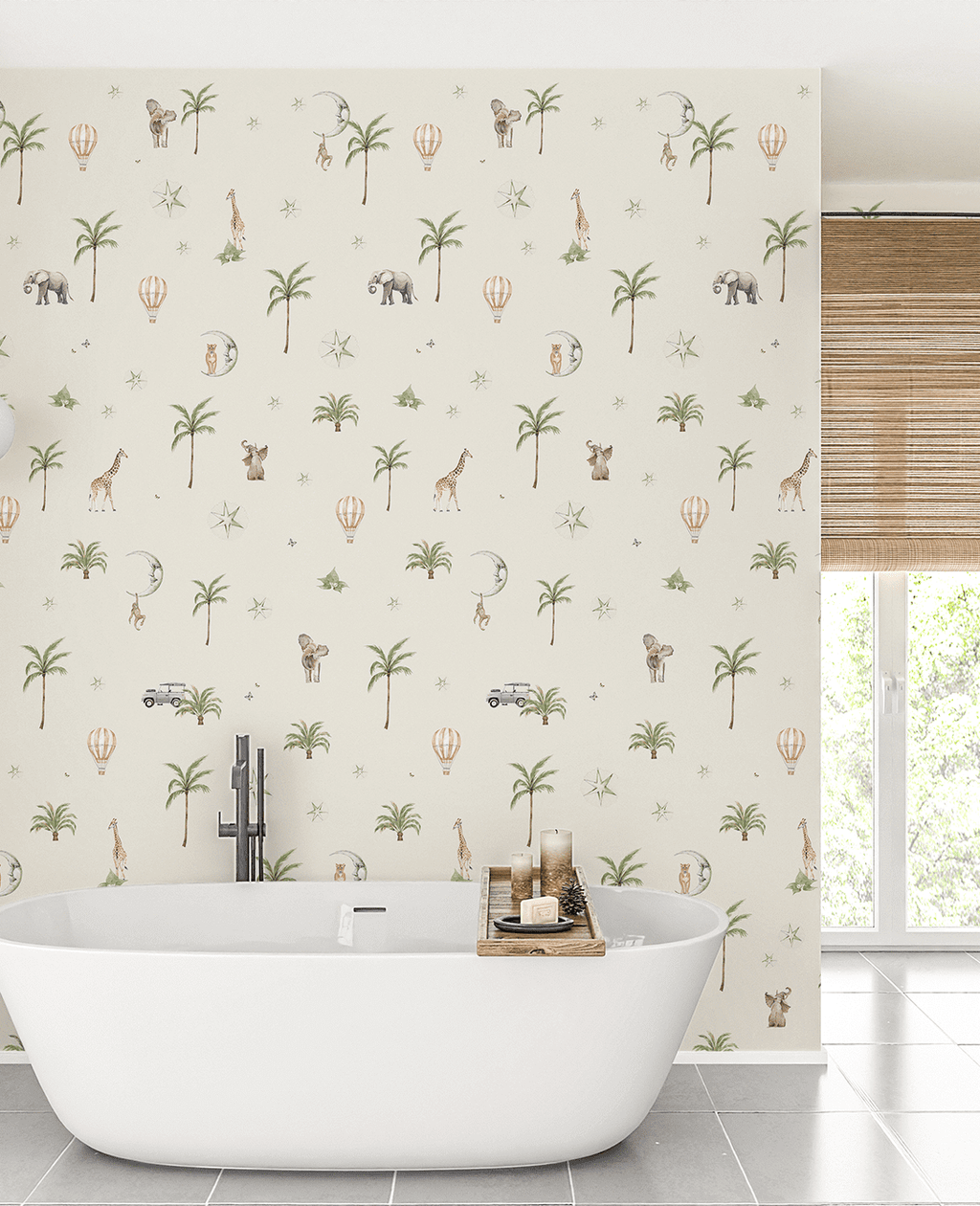 Creative Lab Amsterdam badkamer behang Go Go Safari bathroom wallpaper
