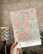 Creative Lab Amsterdam behang Indian Flower Turquoise wallpaper sample