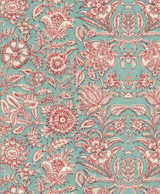 Creative Lab Amsterdam behang Indian Flower Turquoise wallpaper detail