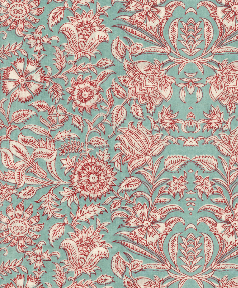 Creative Lab Amsterdam behang Indian Flower Turquoise wallpaper detail