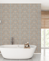 Creative Lab Amsterdam badkamer behang Indian Flower Blue bathroom wallpaper