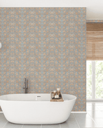 Creative Lab Amsterdam behang Indian Flower Blue bathroom wallpaper