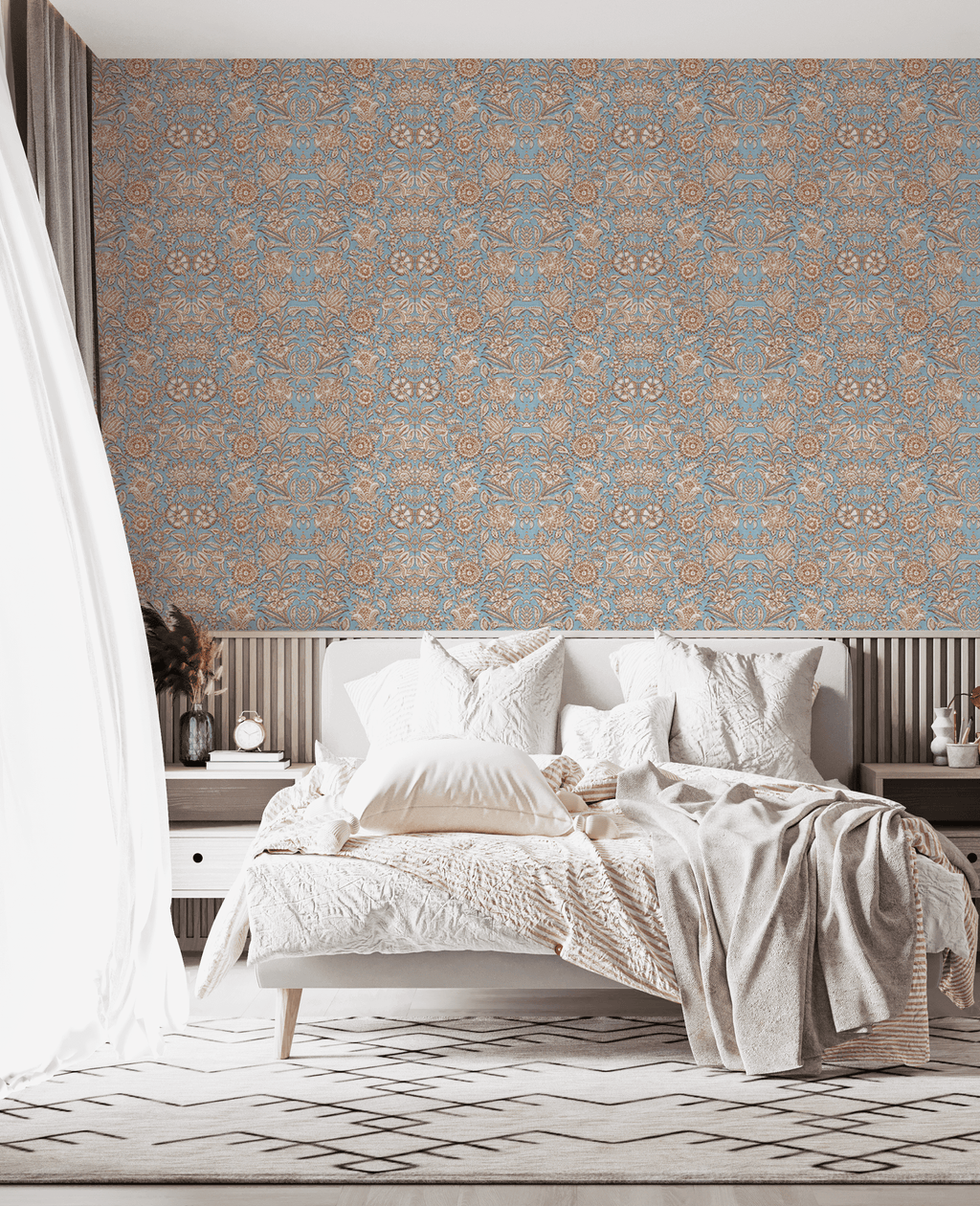 Creative Lab Amsterdam behang Indian Flower Blue wallpaper