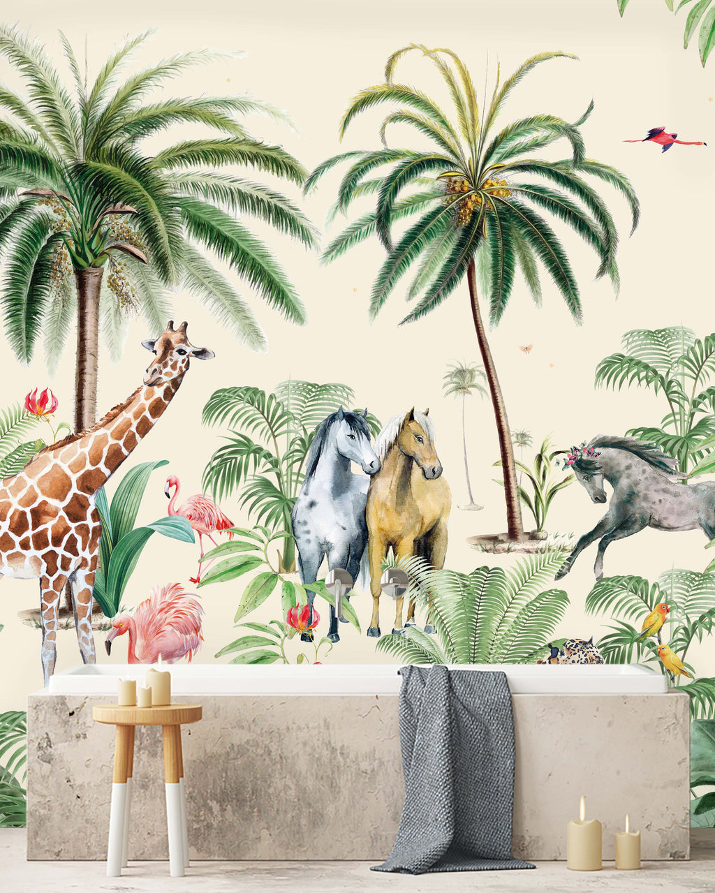 Creative Lab Amsterdam badkamer behang Jungle Horse bathroom Wallpaper