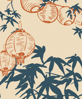 Creative Lab Amsterdam behang Lantern Festival Dark Blue Wallpaper detail