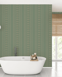Creative Lab Amsterdam badkamer behang Lucky Pigeon Olive Green bathroom wallpaper