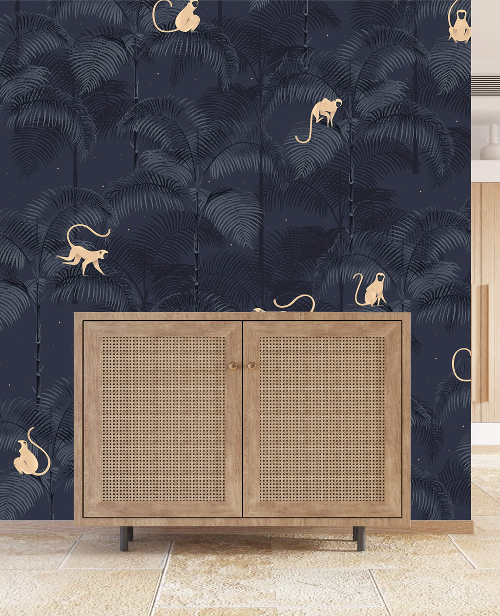 Creative Lab Amsterdam behang Monkey Night Blue Wallpaper