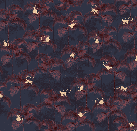 Creative Lab Amsterdam behang Monkey Night Red Wallpaper