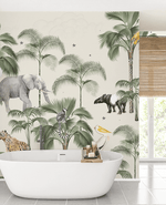Creative Lab Amsterdam badkamer behang Palm Wildlife bathroom wallpaper