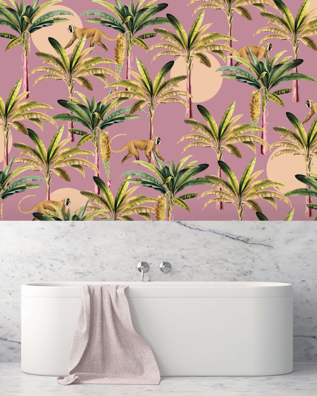 Creative Lab Amsterdam badkamer behang Purple Bananas bathroom Wallpaper