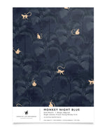 Creative Lab Amsterdam behang Monkey Night Blue Wallpaper sample