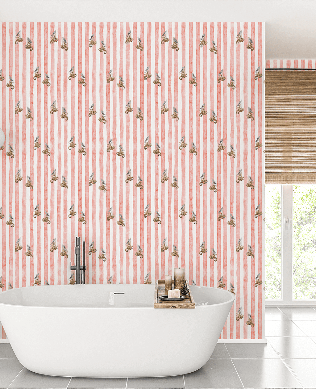 Creative Lab Amsterdam badkamer behang Seahorse Riders Red bathroom Wallpaper