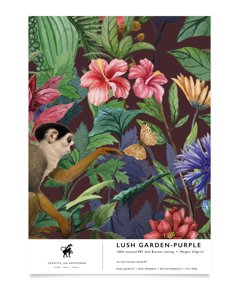 Lush Garden Purple Behang Sample