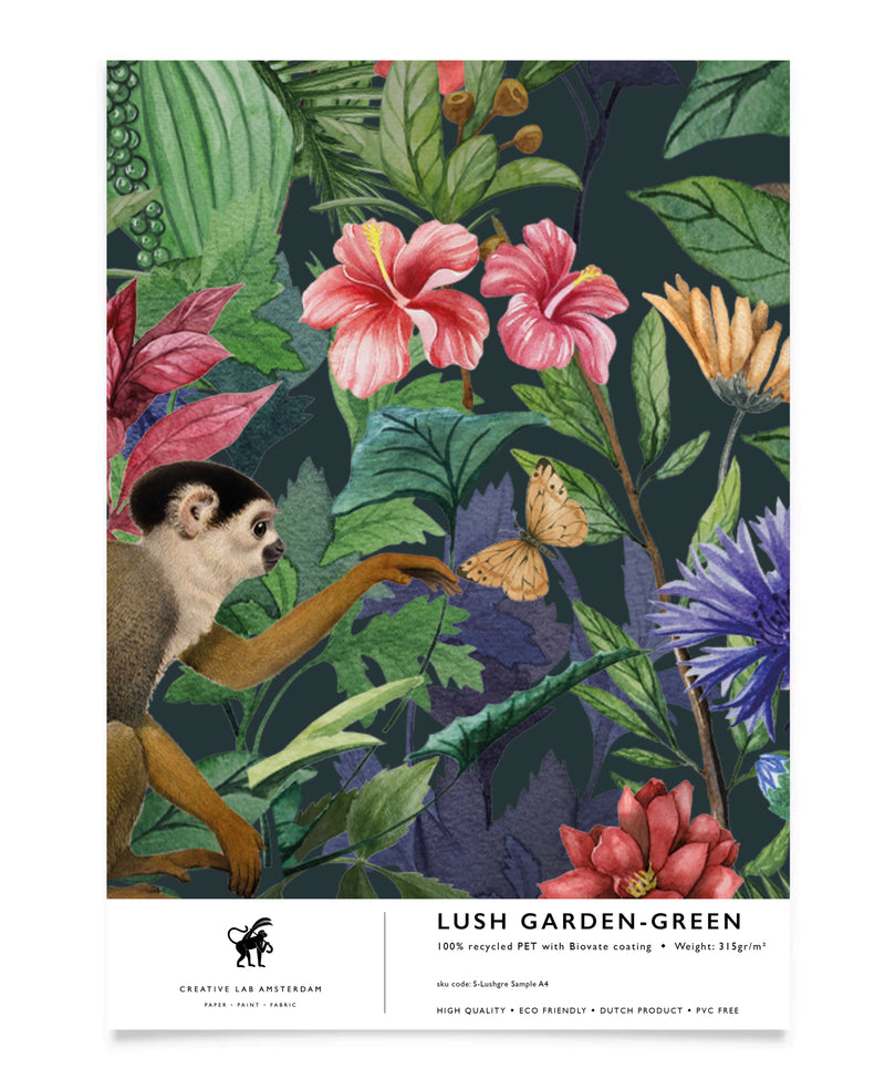 Lush Garden Green Behang Sample
