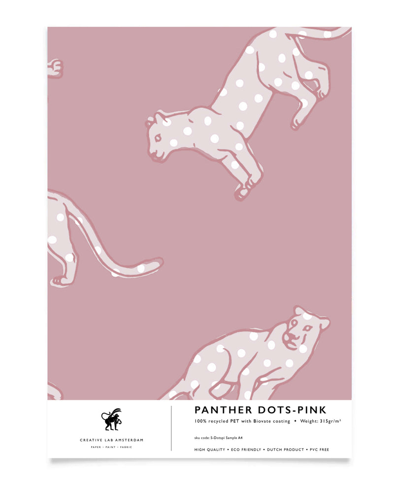 Panther Dots Pink Behang Sample