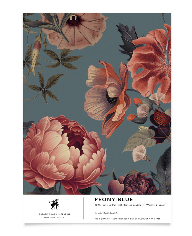 Peony Blue Wallpaper Sample