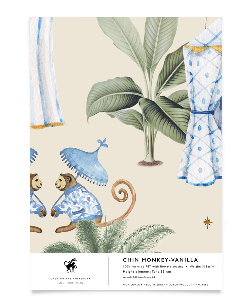 Chin Monkey Vanilla Behang Sample