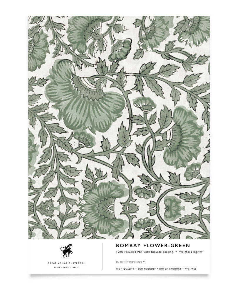 Bombay Flower Green Wallpaper Sample