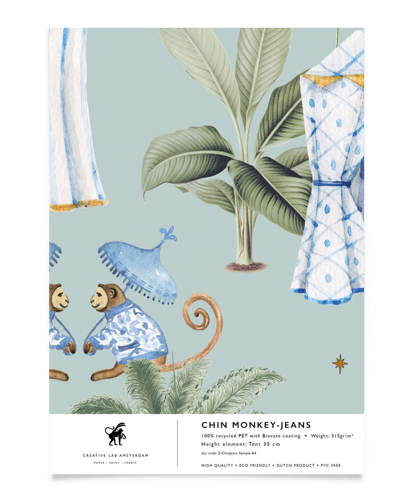 Chin Monkey Jeans Behang Sample
