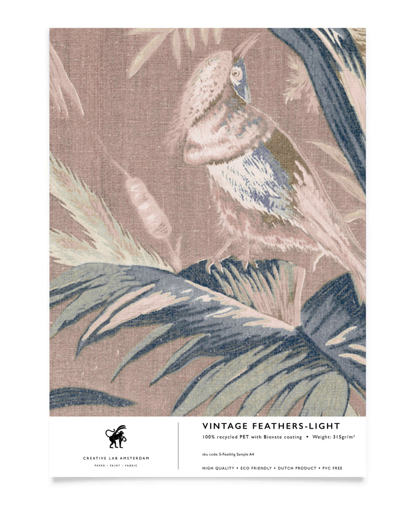 Vintage Feathers Light Wallpaper Sample
