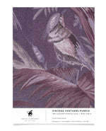 Vintage Feathers Purple Wallpaper Sample
